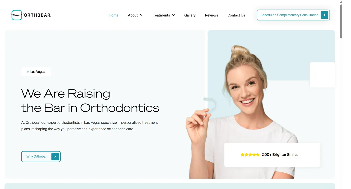 Orthobar website homepage